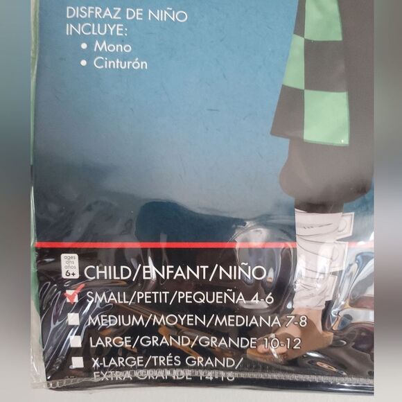 Demon Slayer Tanjiro Kids Costume - Green and Black Kids Size Small 4-6 - Picture 2 of 5